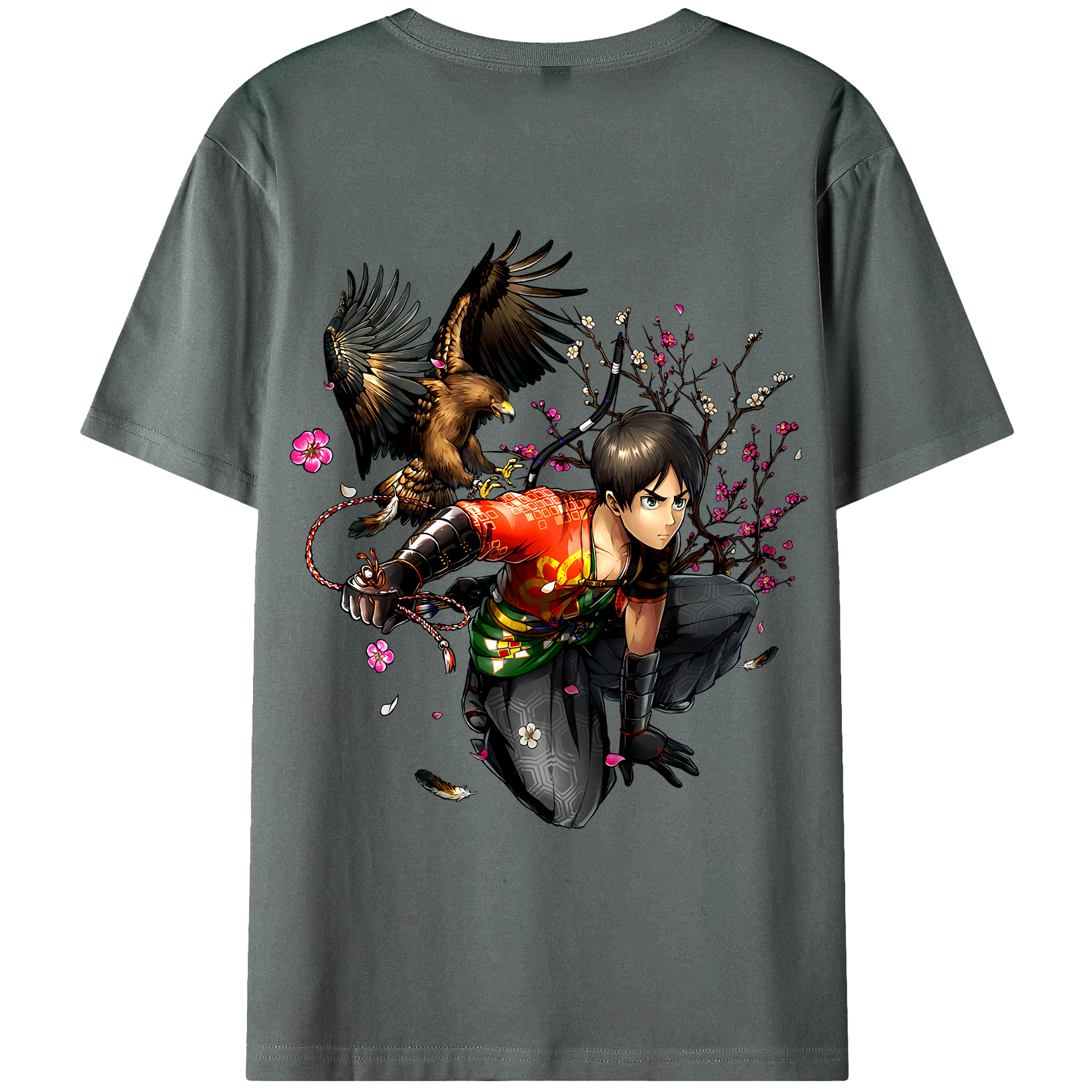 （画像用） 進撃の巨人 エレン･イェーガー Attack on Titan Eren Jäger 綿100％ メンズ半袖Tシャツ（バックプリント） 通気性